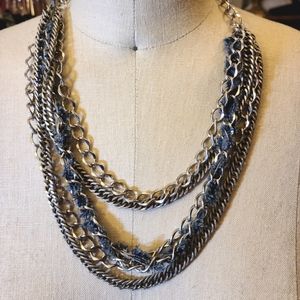 Destructed Denim Silver Chain Necklace